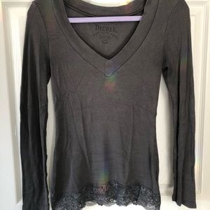 Laced bottom V neck long sleeve
